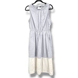 Free Assembly Midi Dress Sleeveless Casual Summer Dress Blue White L